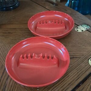 Vintage Red Melmac Ashtrays Signed Ges-line